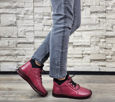 Ghete casual, dama, FORMAZIONE, 2061 bordo, piele naturala